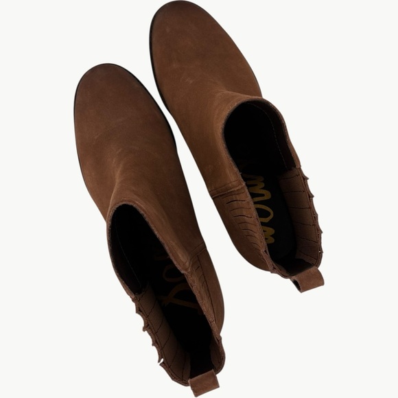 NWOT Sam Edelman Kaiti Block Heel Round Toe Suede Boots | Sz 8.5 | Walnut Brown - Picture 2 of 14